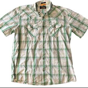 Orvis TroutBum Casual Green and White Plaid Shirt